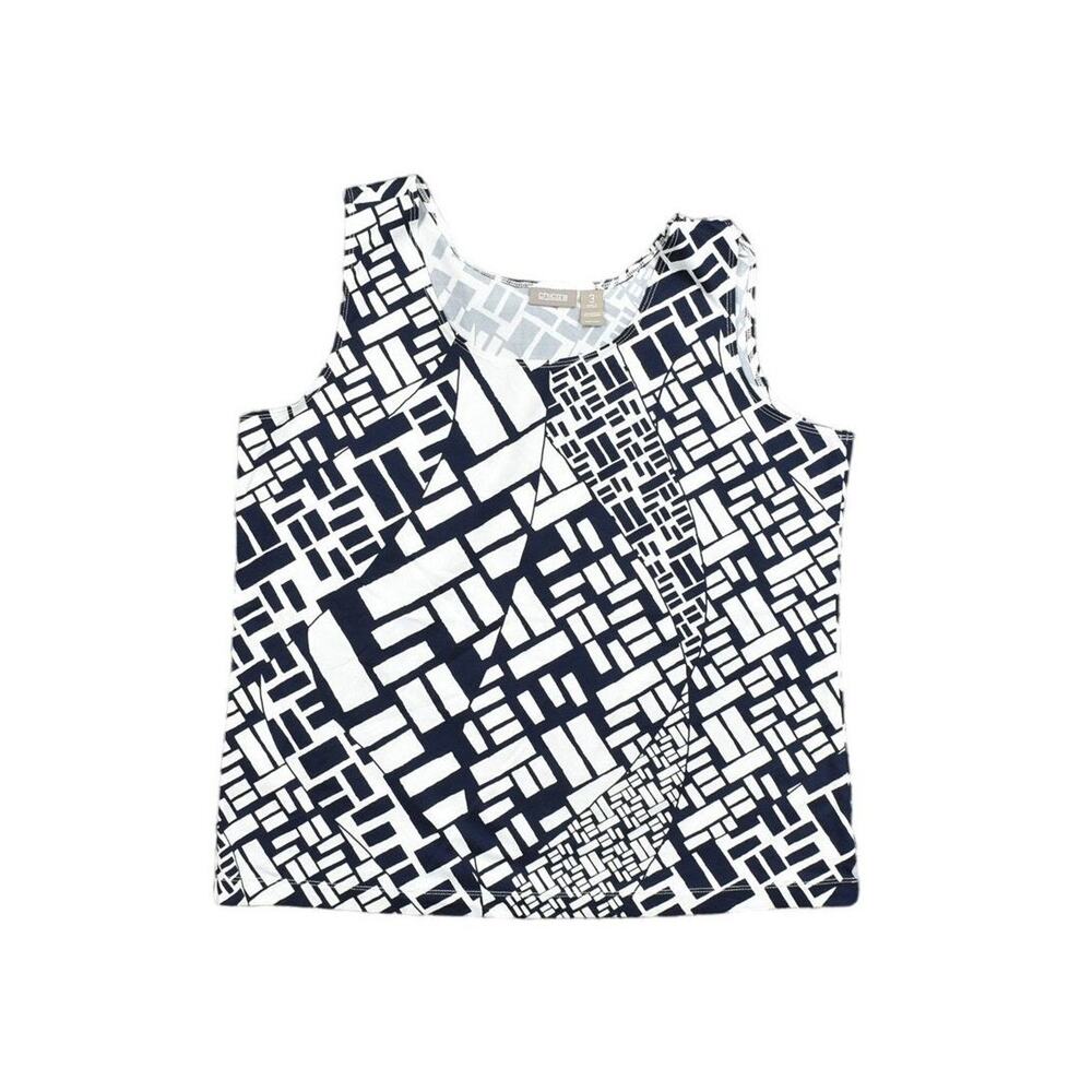 Chico's Size 3 Multicolor Nylon Spandex Blend Tank Top - Stretch Modern Pattern